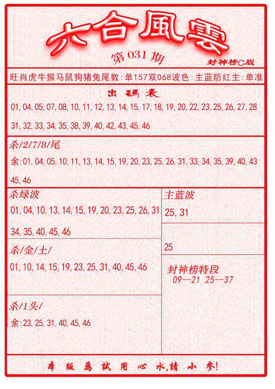 031期六合风云B面[图]